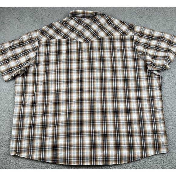 WRANGLER Wrancher S/S Western Style PLAID Pearl Snap Shirt 3XL Brown America USA - Picture 8 of 10